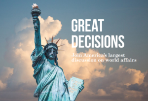 Great Decisions logo with Statue of Liberty and slogan "Join America's largest discussion on world affairs"